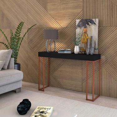 Imagem de Aparador Sala Casa 1,20mts Pés De Ferro Cobre 100% MDF - A7home, PRETO