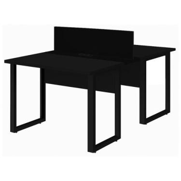 Imagem de Mesa Dupla de Escritório PÉ QUADRO - 1,20x1,35m - S/ Gavetas - PRETO /