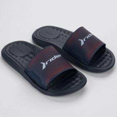 Imagem de Chinelo Slide Rider Step Masculino - Marinho e Vermelho - 42, 42