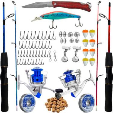 Imagem de Kit Pesca Carretilha 3Rolamentos + Vara Carbono 1,68m + Isca Artificia