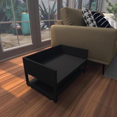 Imagem de Cama Cachorro Caes Pequenos Casa Pet Caminha Casinha Mdf Preto Preta -