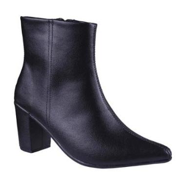 Imagem de Bota Coturno Feminina Salto Bloco Grosso Bico Fino Cano Curt-Feminino