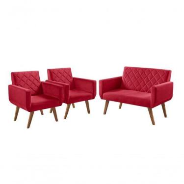 Imagem de Conjunto De Poltronas Anabelle 2 Lugares E 1 Lugar Vermelho Unidecor