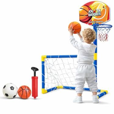 Imagem de Kit Golzinho + Cesta de Basquete Infantil 2 em 1 | Com Bola, Bomba e Rede – Movimento, Diversão e Desenvolvimento em Dobro!