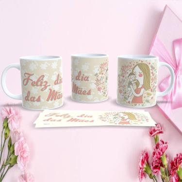 Imagem de Caneca de Porcelana 325ML Mães Estampa 4 para Presente Dia das Mães com Tema Especial Branco Outras Marcas