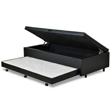 Imagem de Cama Box Bau Solteiro com Auxiliar Semi Ortopedica Corino 78x188