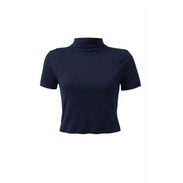 Imagem de Blusa Cropped Manga Curta Básica Feminina Lunender 00665 Preta-Feminino