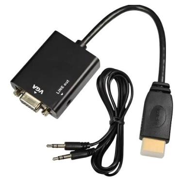 Imagem de Cabo Conversor Hdmi Para Vga Saída P2 Áudio Pc - Congratulations Store
