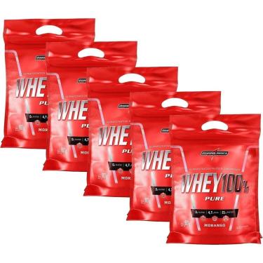 Imagem de Kit 5X Whey 100% Pure - 907g Refil Morango - IntegralMédica-Masculino