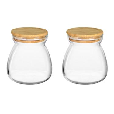 Imagem de KIT 2 POTES MANTIMENTOS HOME&CO COM TAMPA BAMBU BOROSSILICATO 650ml 11x8x8