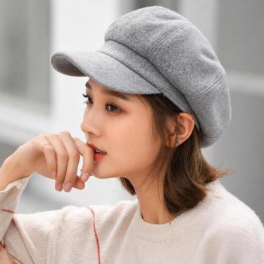 Imagem de Boina Feminina Francesa Aveludada com Forro e Aba - Chapéu Gorro Estil