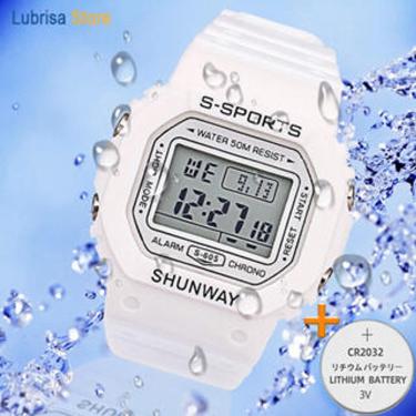 Imagem de Relógio Digital Esportivo Shunway S-605 Branco – À Prova d`Á - Tudo em Caixa