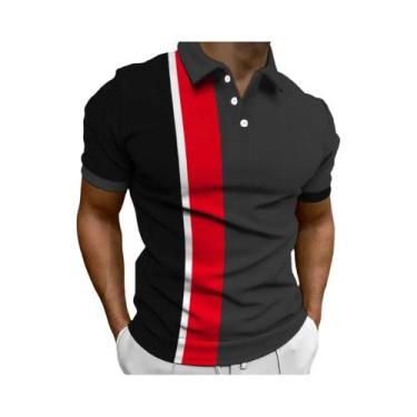Imagem de Roupas masculinas verão moda listra camisa polo masculina casual tops 