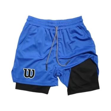Imagem de Shorts De Corrida Masculinos Em Malha Respirável 2 Em 1 Com Dupla Cama