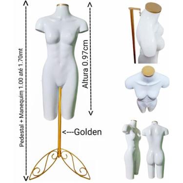 Imagem de Manequim feminino (Meio corpo definido N.38) branco com tampa golden +