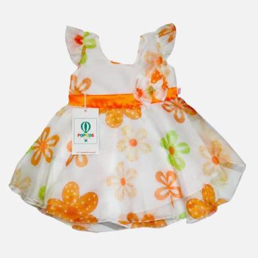 Imagem de Vestido Social Floral Laranja Veste 8 a 18 meses - PopKids