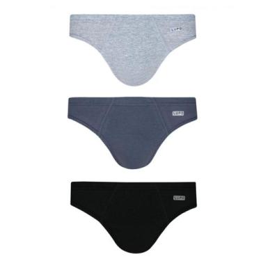 Imagem de Kit de 3 Cuecas Lupo Slip de Algodão 515-089, Preto, Mescla, G