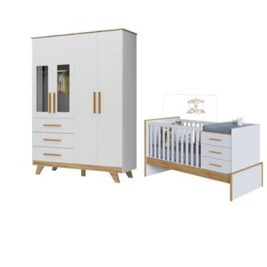 Imagem de Quarto Completo Bebê Beni 4 em 1, Roupeiro infantil 100%MDF - - Moveis