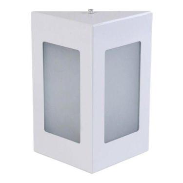 Imagem de Arandela Triangular Luminária 2 Vidros Muro Ou Parede Opl, Branco, 110