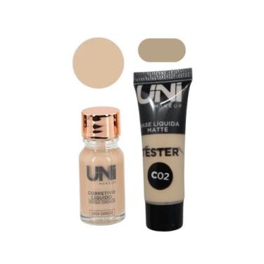 Imagem de Kit Base Líquida Matte e Corretivo Facial Alta cobertura Secagem rápid