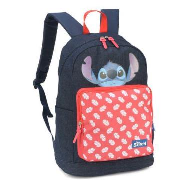 Imagem de Mochila Escolar Jeans Meninas Stich Up4you Bolso Frontal