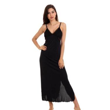 Imagem de Camisola Longa Com Renda Preto Sepie 1010 Liganete, Preto, GG
