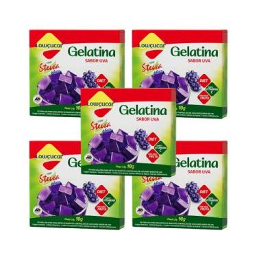 Imagem de Kit Gelatina Uva Diet Com Stevia - Lowçucar Plus 5 Unidades 10g