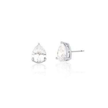 Imagem de Brinco gota pequena cristal banhada a ródio branco - zircônias - 8mm x