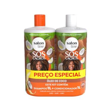 Imagem de Salon Line, Kit Shampoo e Condicionador, SOS Cachos, Coco, Tratamento Profundo, Vegano - Cabelos Ondulados, Cacheados e Crespos, 1 L cada