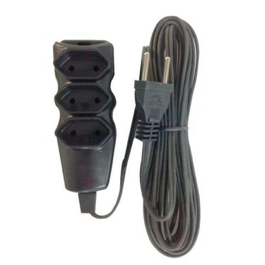 Imagem de Extensão Paralelo 2 X 0,75MM 3 Tomadas 2 Pinos 10A 250V Bivolt Preto 5M Megatron