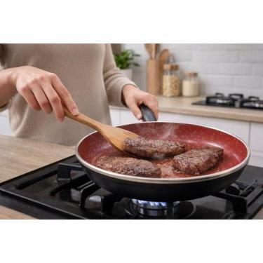 Imagem de Frigideira Antiaderente Fratelli Black Red 28cm com Tampa Cerâmica par