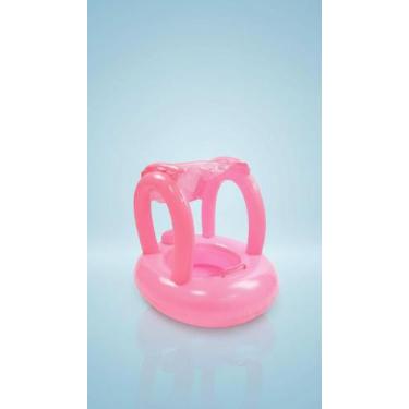 Imagem de Boia Bebê Inflável com Teto Protetor Rosa - Congratulations Store