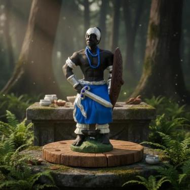 Imagem de Escultura Orixá Ogum Azul 15 cm em Resina - Lua Mística - 100% Origina