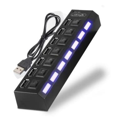 Imagem de Hub Usb 7 Portas 2.0 Adaptador Extensor Chave de Ligar/Desligar Para Pendrive Teclado e Mouse HD externo