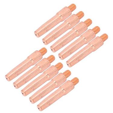 Imagem de Pontas de solda, 10pcs L45mm MIG Tocha de solda Pontas de contato Bocal condutor de cobre vermelho, com desempenho estável, alta confiabilidade e longa vida útil, para máquina de solda