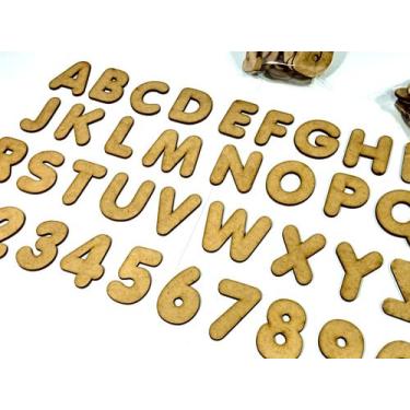 Imagem de 6 Alfabetos e Números Mdf Madeira 5cm 216 Letras e Número - Mega Impress