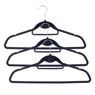 Imagem de Kit cabide de veludo preto com gancho oikos - 42 unidades