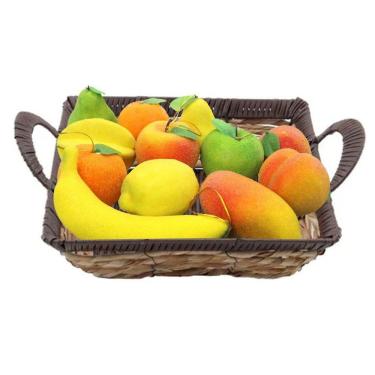 Imagem de Kit Cesto Multiuso Porta Frutas Palha Fruteira Com Alça 32cm