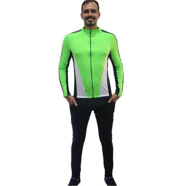 Imagem de Camiseta para Ciclismo três cores DA Modas Manga longa com bolso nas costa masculino