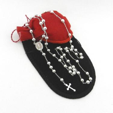 Imagem de Terço Masculino 70Cm 5Mm Largura Folheado Prata Gg210