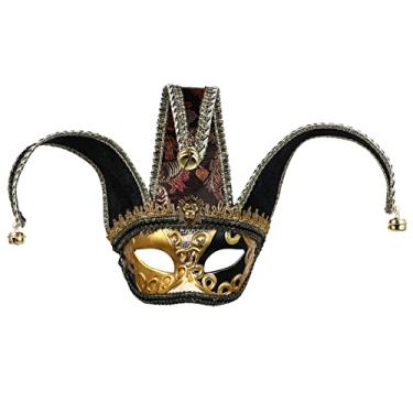 Imagem de ABOOFAN Masquerade Mask for Men Women Venetian Jester Mask Half Face Mardi Gras Mask for Halloween Costume Party, Ball Prom, Wall Decoration (Black)