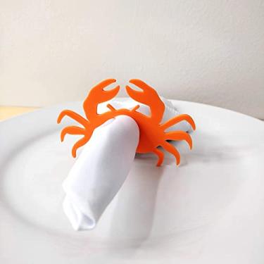 Imagem de 6 Argolas Para Guardanapo Caranguejo/Mesa Posta Praia, Mar Cor:Laranja