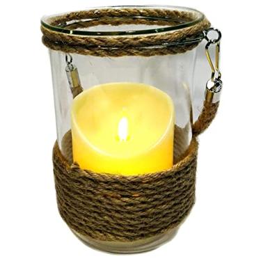 Imagem de lanterna rústica com vela eletronica