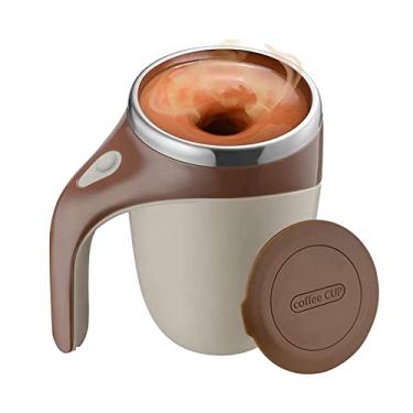 Imagem de Generic Caneca de agitação automática de 380 mL com tampa Copo de café de agitação magnética automática de aço inoxidável elétrico Copo de café de ura automática para café Leite Cacau Chocolate quente