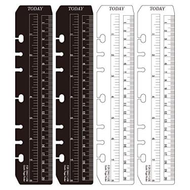 Imagem de Régua de papel de plástico com marcador de página JKJF de 4 peças para encadernação de notebook tamanho A5 com 6 orifícios - transparente e preta