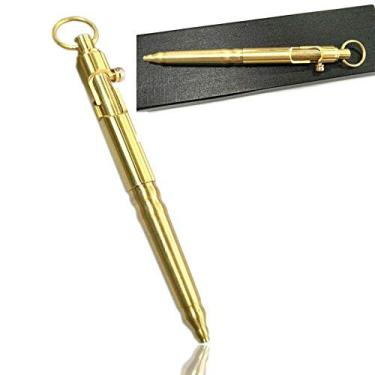 Imagem de Caneta de latão sólida Ekloen, caneta de bolso EDC com bolso e chaveiro