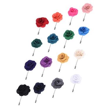 Imagem de Panfanrel 16 broches de lapela masculinos de flor feitos à mão de cetim para terno, noivo de casamento com uma caixa (multicolorido 4)