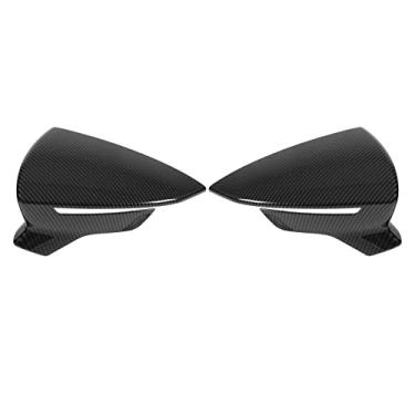 Imagem de Capa para espelho retrovisor, par de capas protetoras para espelho retrovisor esquerdo direito substituição para SEAT Mk3 5F ST FR Cupra 2013 a 2019 (estilo fibra de carbono)