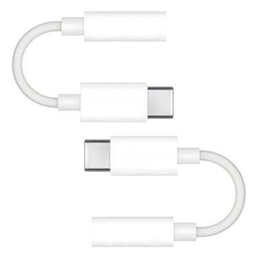 Imagem de Adaptador USB tipo C para conector de fone de ouvido fêmea de 3,5 mm, Wansurs, 2 pacotes de cabo USB C para Dongle de áudio auxiliar compatível com Galaxy S22 S21 S20 S10 S9 Plus/Ultra, Note 10, iPad Pro, MacBook, Pixel (branco)
