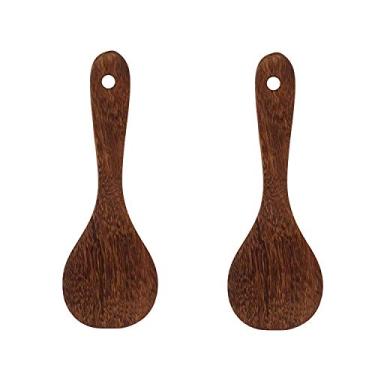 Imagem de Colher de arroz de madeira Honbay, 2 peças, colher de arroz para cozinha, espátula